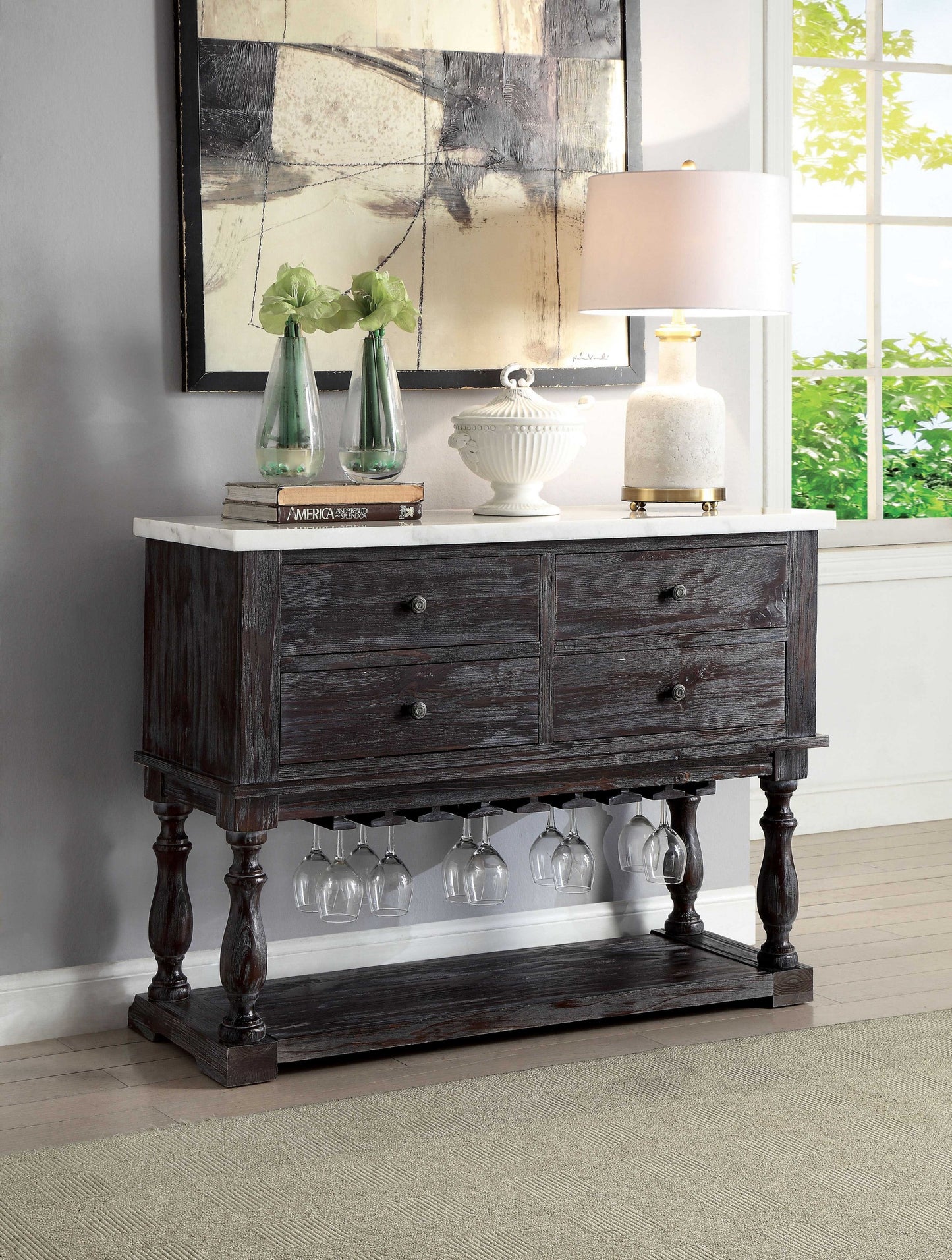 White Marble Weathered Espresso Multifunctional Server
