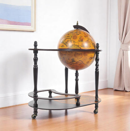 Globe Rolling Bar Cart With Wine Storage