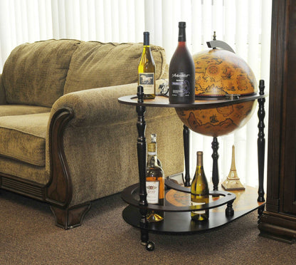 Globe Rolling Bar Cart With Wine Storage
