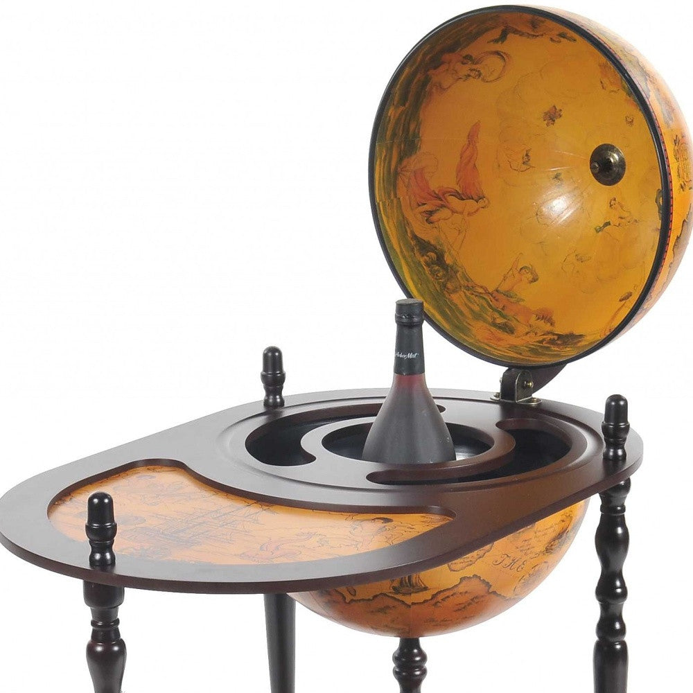 Globe Rolling Bar Cart With Wine Storage