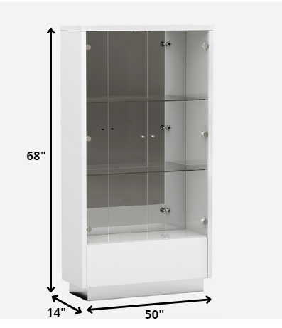 50" White and Silver Wood Curio Cabinet