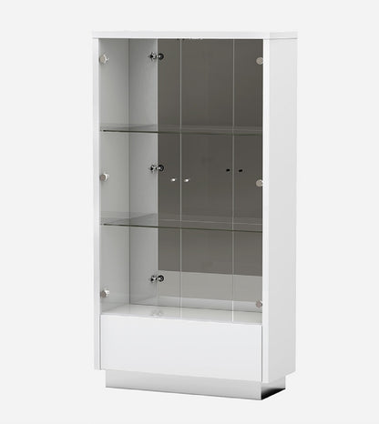 50" White and Silver Wood Curio Cabinet