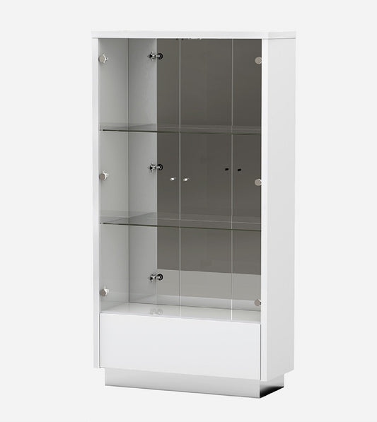 50" White and Silver Wood Curio Cabinet