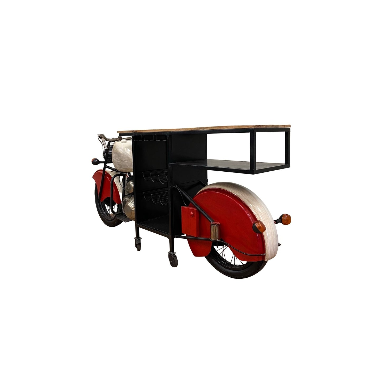 Rolling Glider Bike Bar Cart With Wine Storage