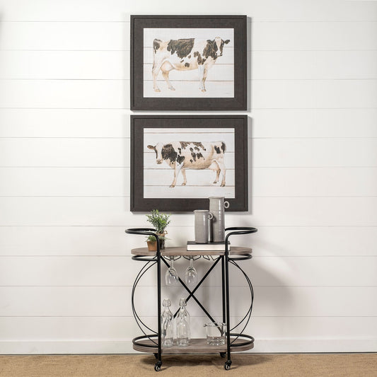 Black Cyclider Metal Bar Cart