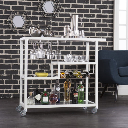 Contemporary Rolling Bar Cart With Wine Storage