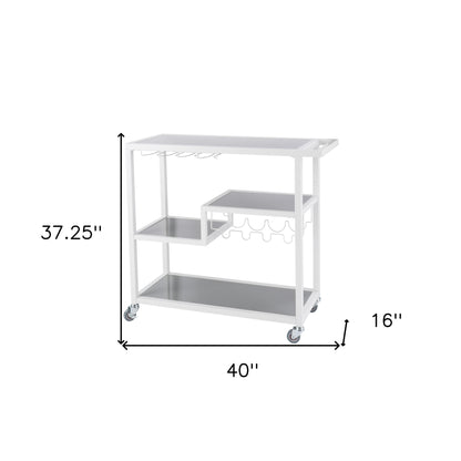 Contemporary Rolling Bar Cart With Wine Storage