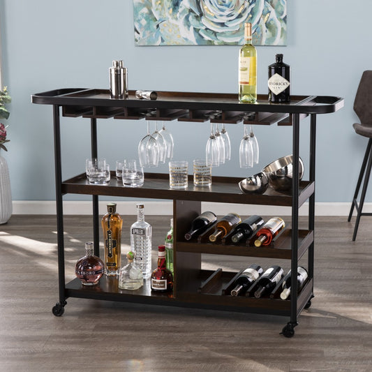 Modern Rectangular Rolling Bar Cart