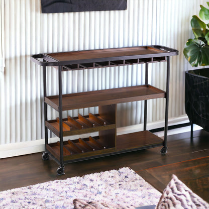 Modern Rectangular Rolling Bar Cart