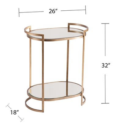 Gold and Silver Metal And Mirrored Glass Bar Cart