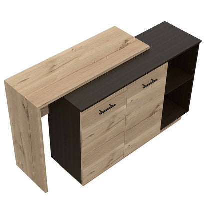 Natural 59" Kitchen Island With Storage