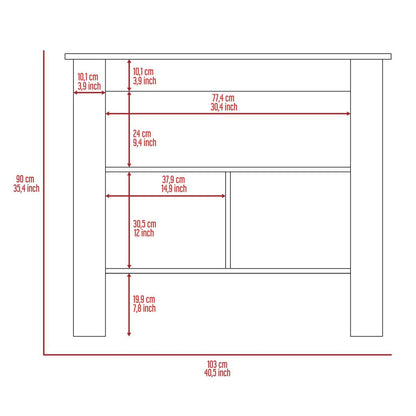 White and Gray 41" Kitchen Island With Storage
