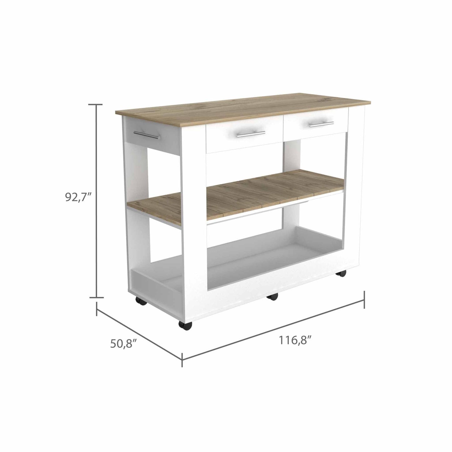 Black and Natural 36" Kitchen Island With Storage