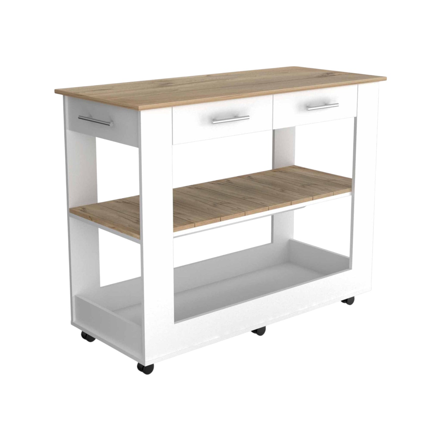 Black and Natural 36" Kitchen Island With Storage