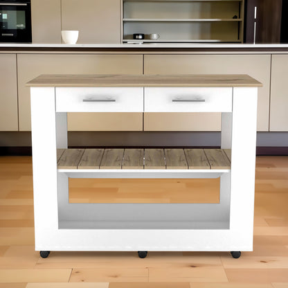 Black and Natural 36" Kitchen Island With Storage