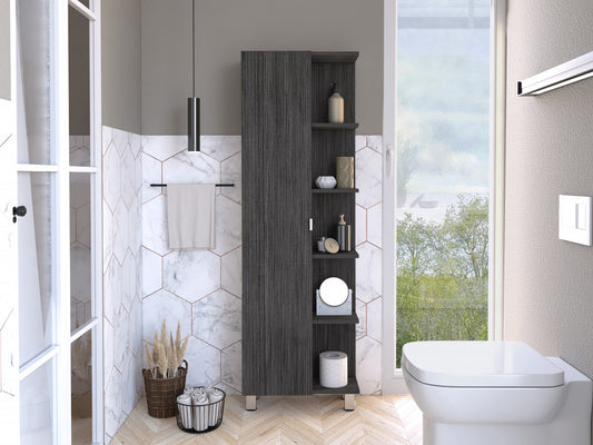62" Gray and Silver Wood Curio Cabinet