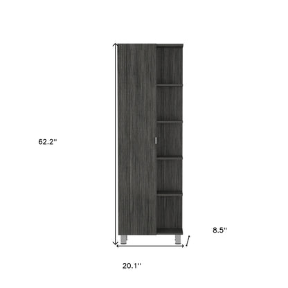62" Gray and Silver Wood Curio Cabinet