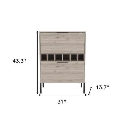 43" Light Gray and Black Wood Console Bar Cabinet With Two Doors