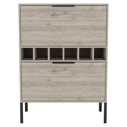 43" Light Gray and Black Wood Console Bar Cabinet With Two Doors