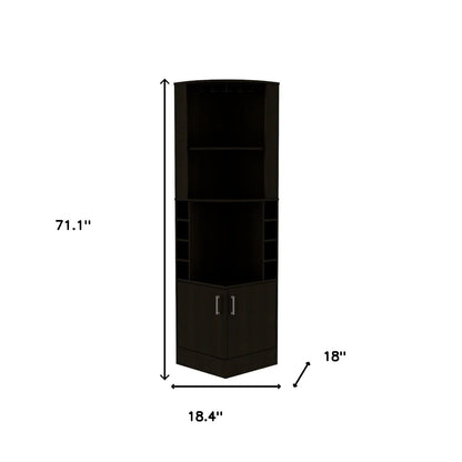 18" Natural Corner Bar Cabinet With Eleven Shelves