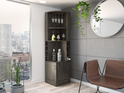 18" Natural Corner Bar Cabinet With Eleven Shelves