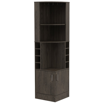 18" Natural Corner Bar Cabinet With Eleven Shelves