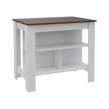 Black and Natural 41" Kitchen Island With Storage