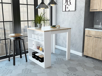 Black and Natural 36" Kitchen Island With Storage