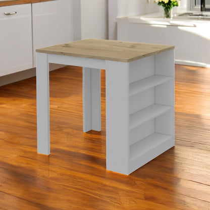 Black and Natural 36" Kitchen Island With Storage
