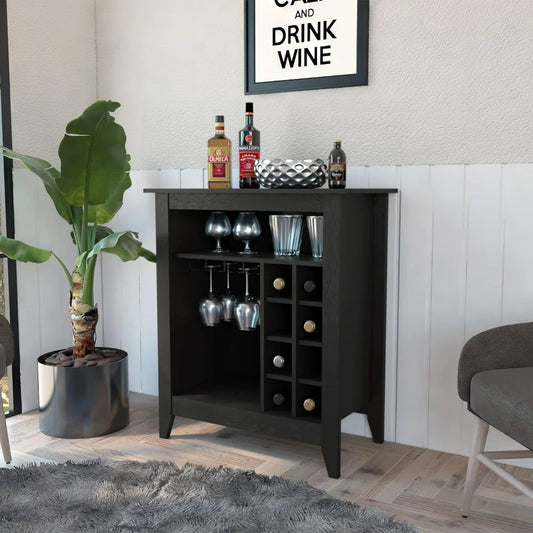 Modern Black Bar and Wine Storage Cabinet