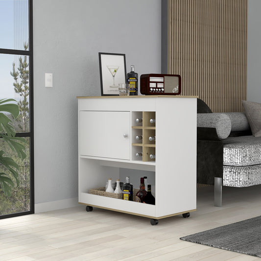 Modern Rolling Bar & Wine Cabinet