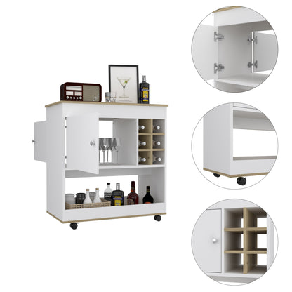 Modern Rolling Bar & Wine Cabinet