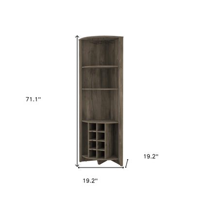 Dark Brown Wood Corner Bar Cabinet