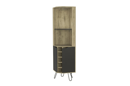 18" Natural Corner Bar Cabinet With Eleven Shelves
