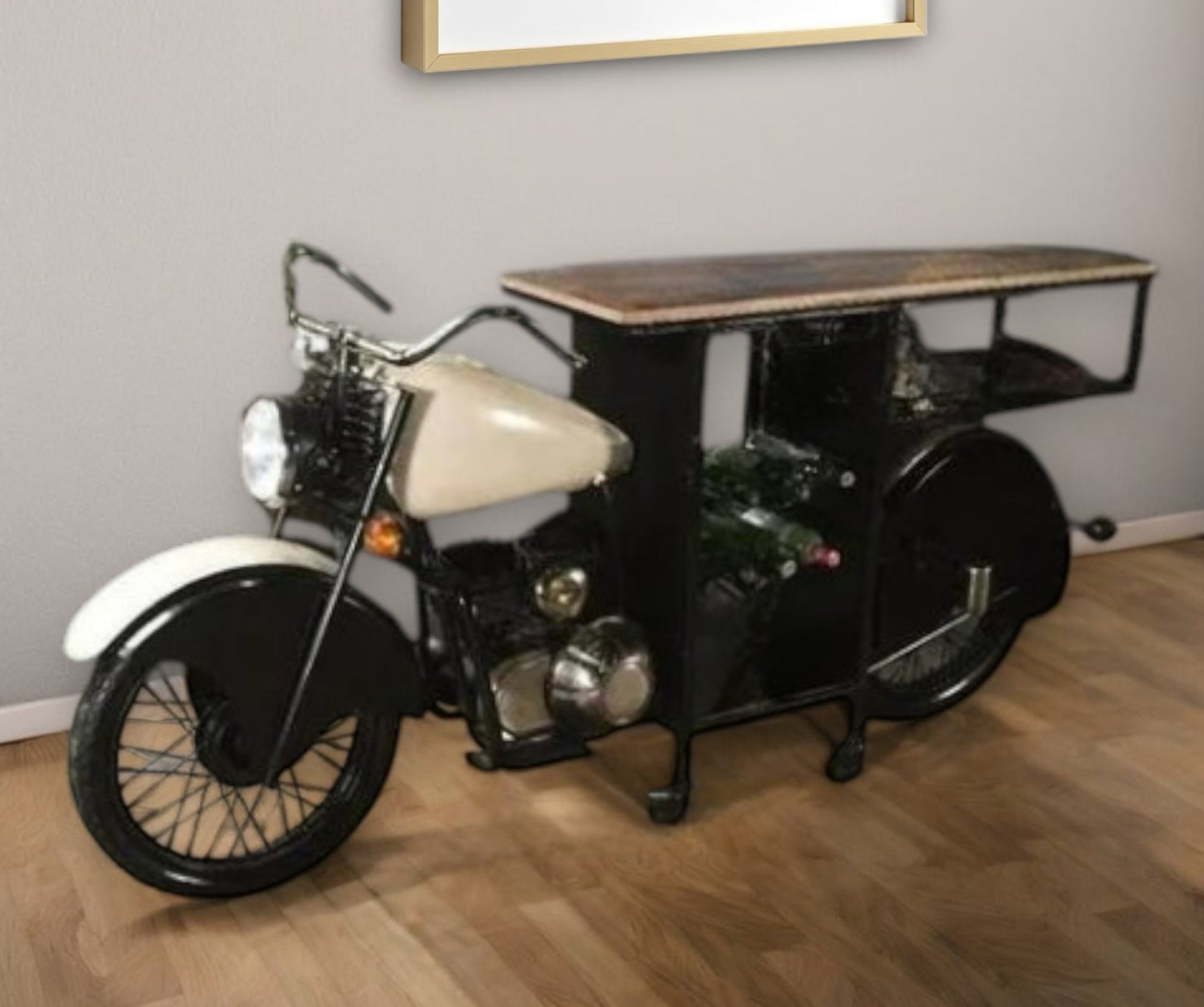 Industrial Rolling Metal Bar Cart With Wine Storage