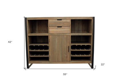 55" Gray and Black Solid Wood Sled Console Table