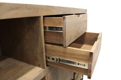 55" Gray and Black Solid Wood Sled Console Table