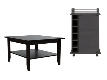 Open Shelving Bar cart And Coffee Table Set