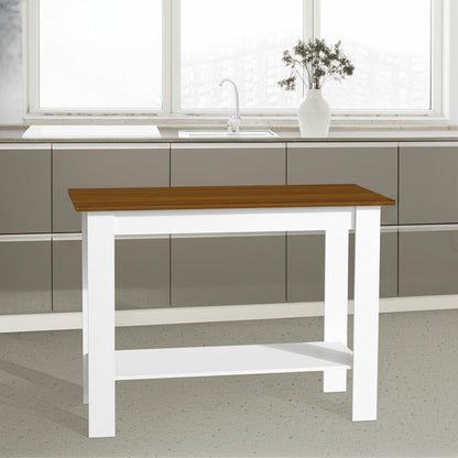 41" Walnut and White Wood Kitchen Island Set With Storage