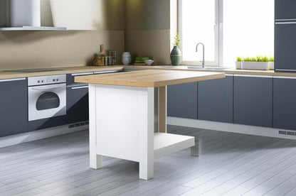 41" Natural and White Wood Kitchen Island Set With Storage