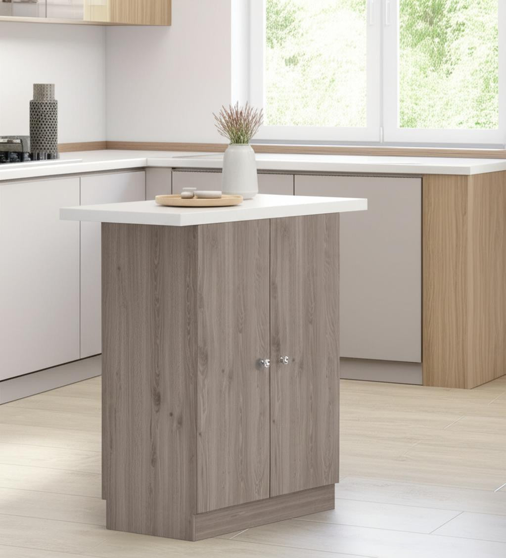 24" Light Gray Wood Kitchen Island Set With Storage