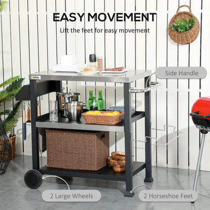 Outsunny 3-Shelf Outdoor Grill Cart Table