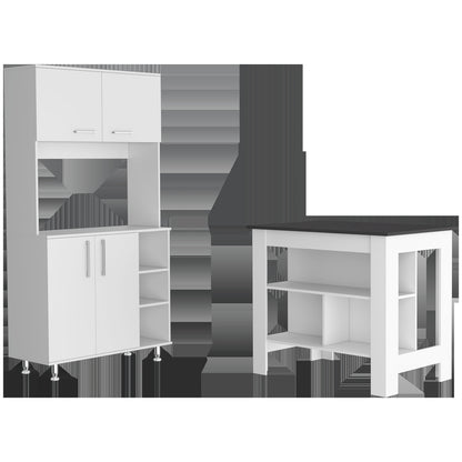 White And Dark Brown 41" Kitchen Island Set