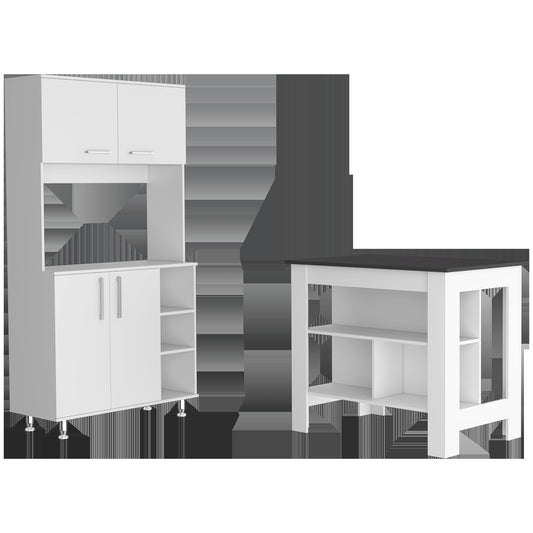 White And Dark Brown 41" Kitchen Island Set
