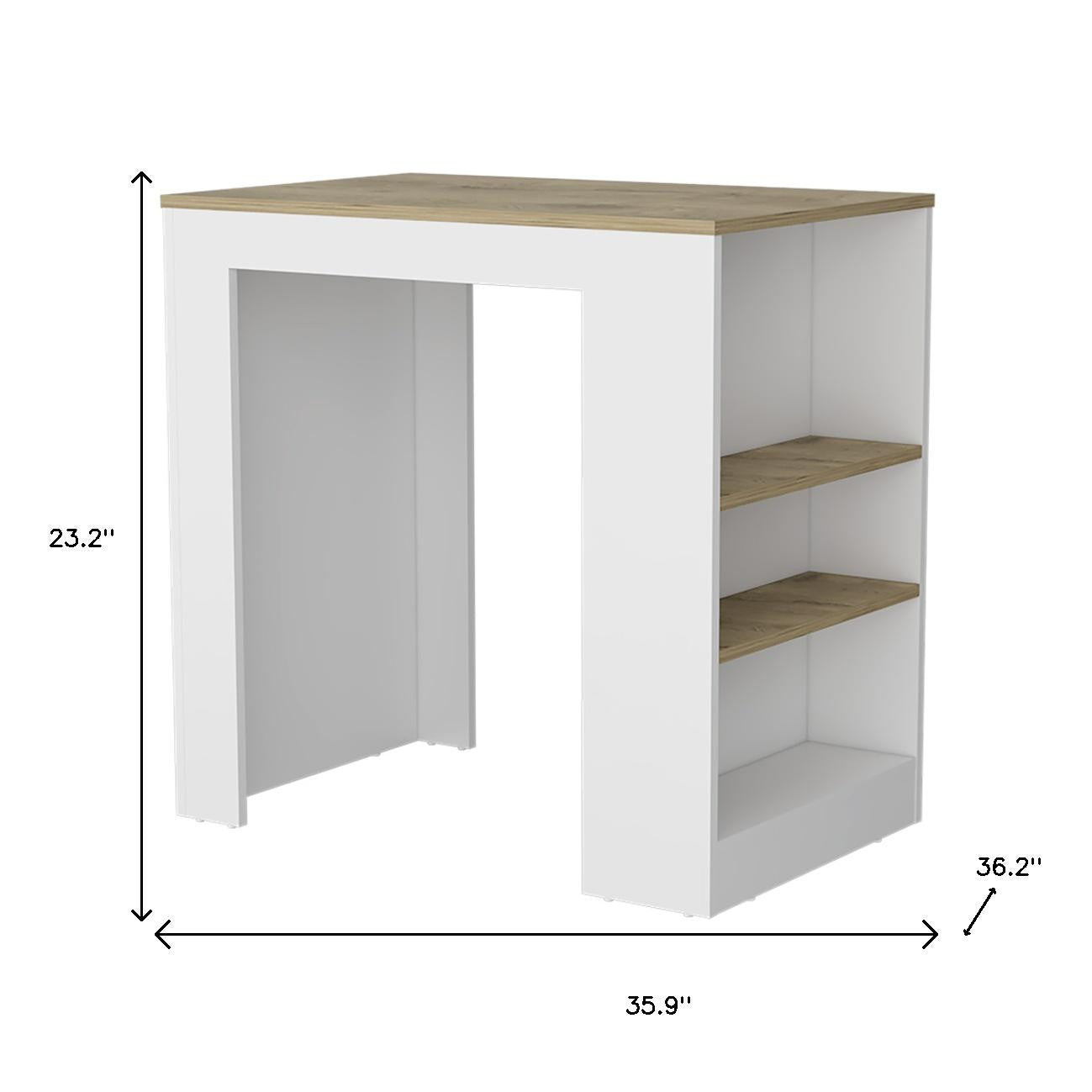 36" Gray and Black Faux Marble and Wood Kitchen Island With Storage
