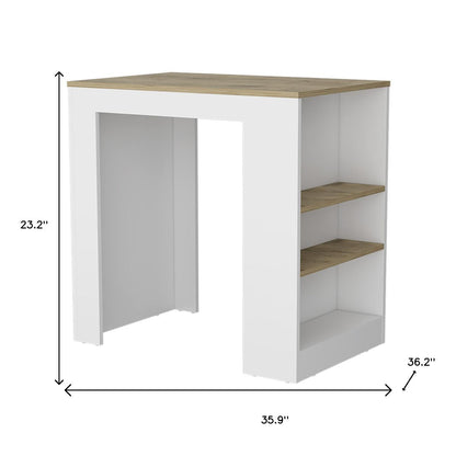 36" Gray and Black Faux Marble and Wood Kitchen Island With Storage