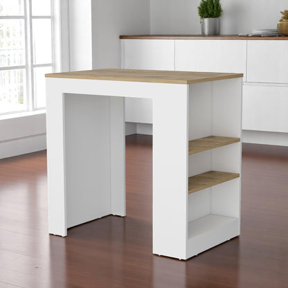 36" Gray and Black Faux Marble and Wood Kitchen Island With Storage