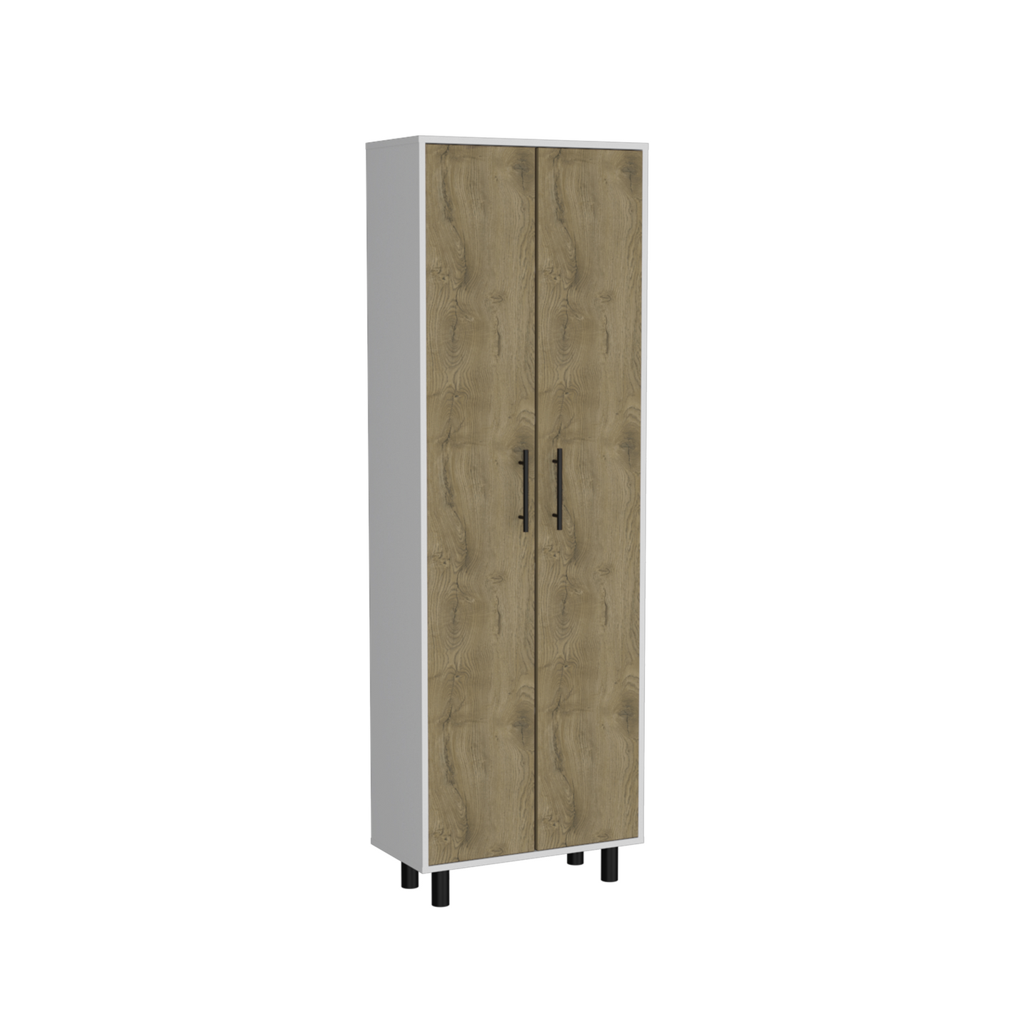 Two  Sets of White Oak Wood Kitchen Island And Pantry Cabinet
