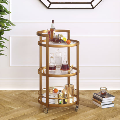 Modern-style Brass & Steel Bar Cart