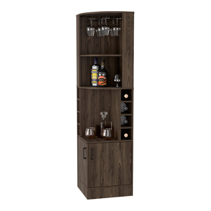 18" Natural Corner Bar Cabinet With Eleven Shelves